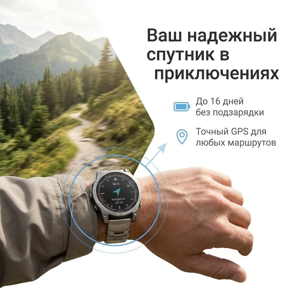 Смарт-часы Garmin Fenix 8 47 мм серебристый-серый (02904-40)