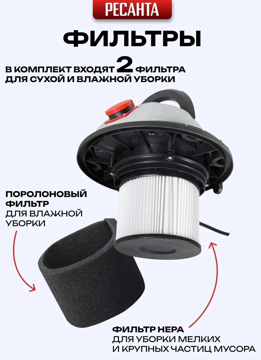 Пылесос строительный Ресанта ПС-1500/30