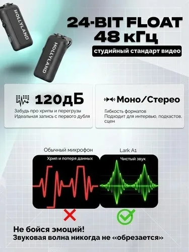 Петличный микрофон Hollyland Lark A1 Combo Черный (8336)