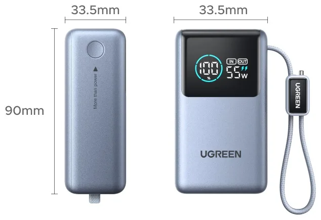 Внешний аккумулятор UGREEN PB727 10000 мАч голубой