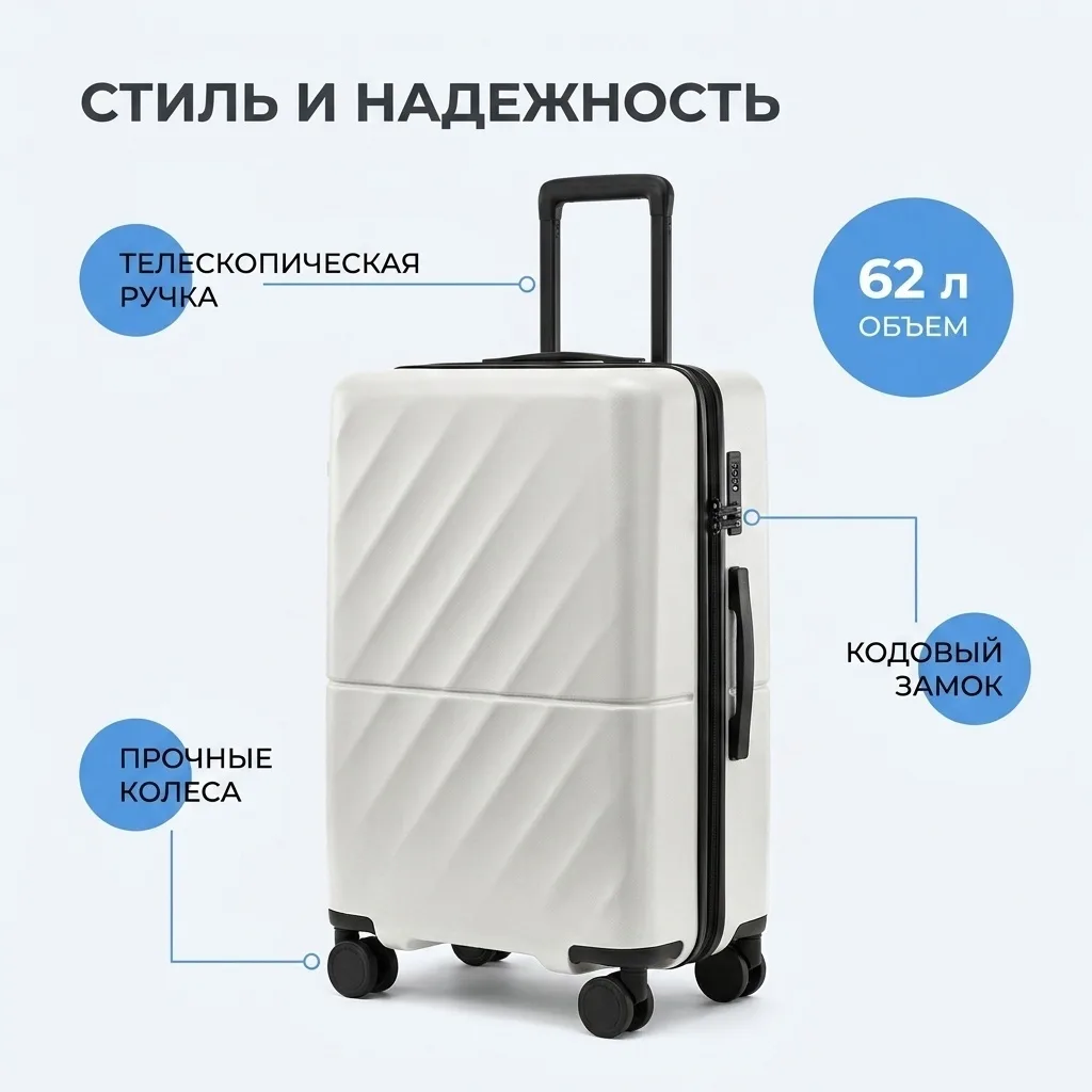 Чемодан NINETYGO Ripple Luggage 24" White (2242)