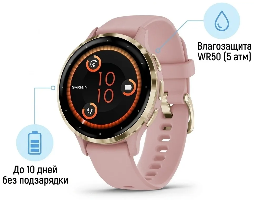 Смарт-часы Garmin VENU 3S 41 мм розовый (02785-03)