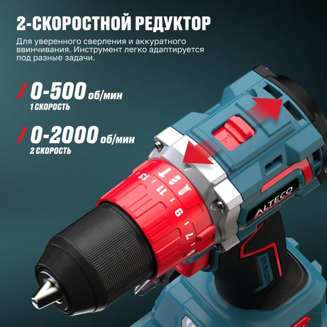 Бесщеточная аккумуляторная дрель-шуруповерт ALTECO CID 21-60 BL