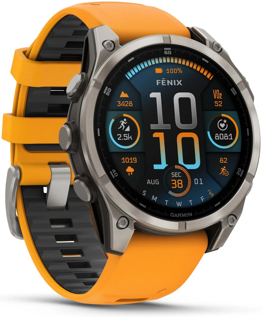 Смарт-часы Garmin Fenix 8 47 мм серебристый-оранжевый (02904-11)
