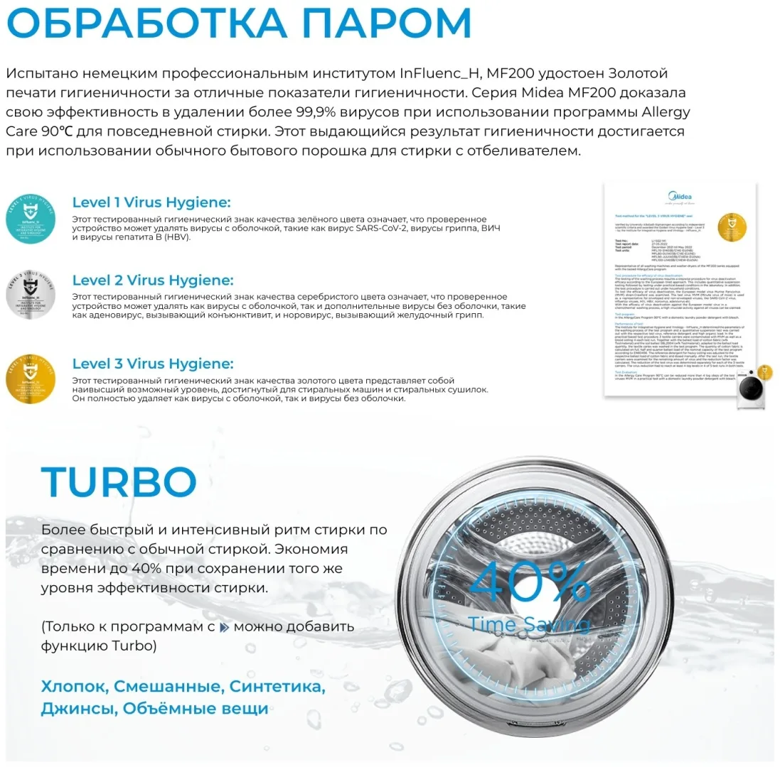 Стиральная машина Midea MF200W120WB/W-KZ белый