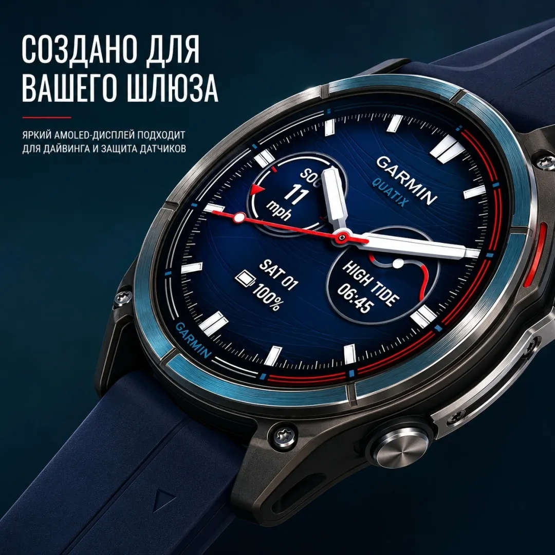 Смарт-часы Garmin QUATIX 8 51 мм серебристый-синий (02905-91)
