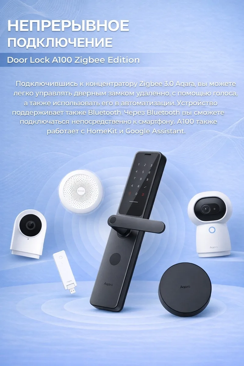 Умный дверной замок Aqara A100 ZigBee ZNMMS02ES-Black