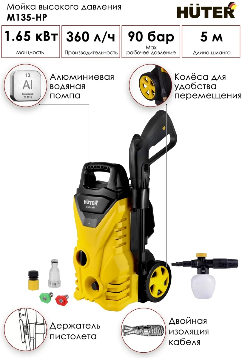 Мойка высокого давления Huter M135-HР