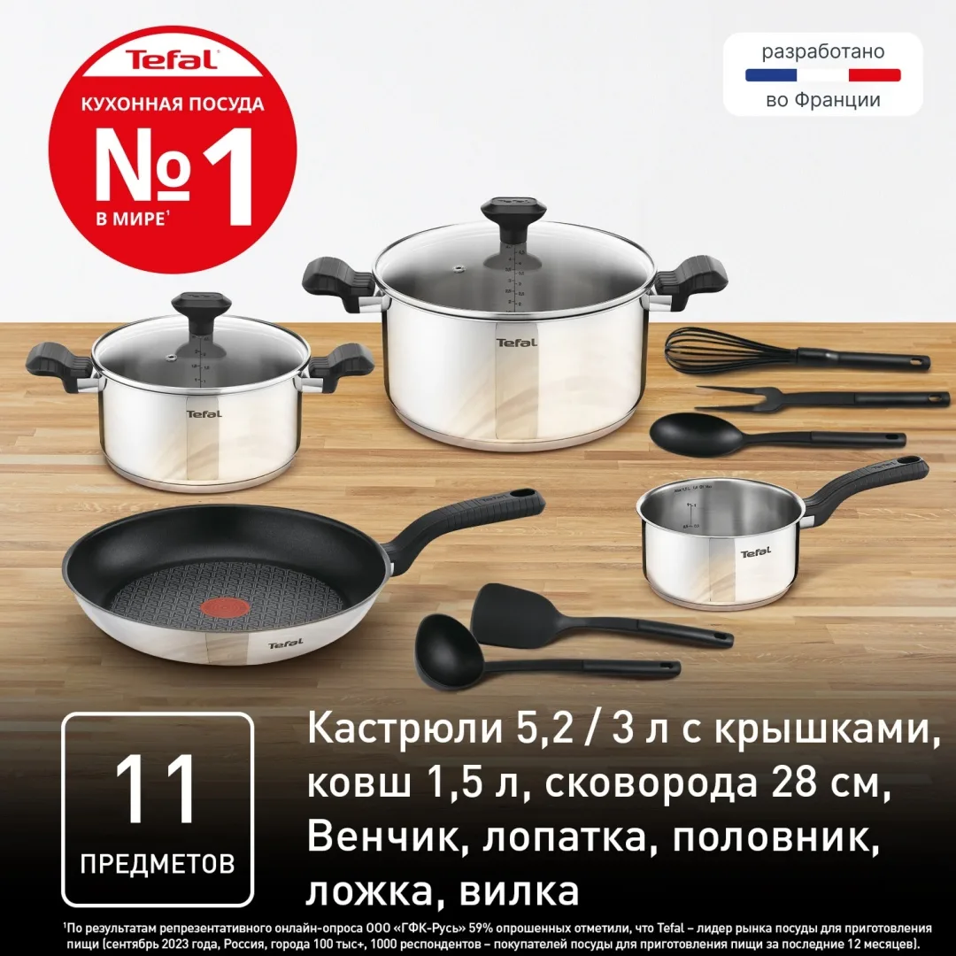 Набор посуды Tefal Comfort max C973SB34 сталь