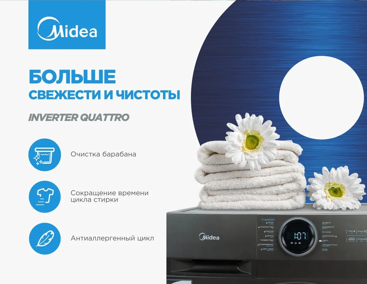 Стиральная машина Midea MF200W90WB/T-C серый