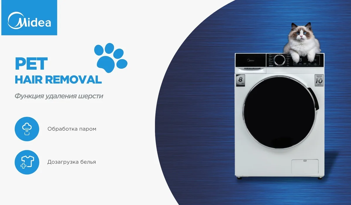 Стиральная машина Midea MFA01W80B/W-C белый, черный