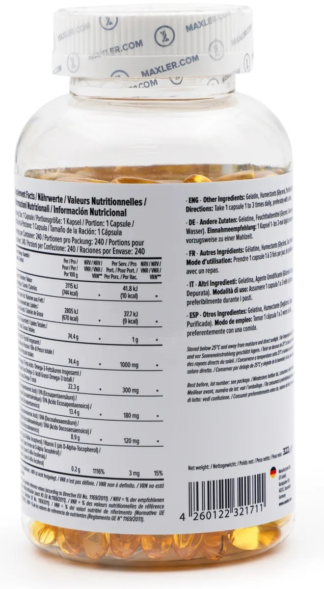 Витамин Maxler Omega-3 Gold капсулы 240 шт (1711)