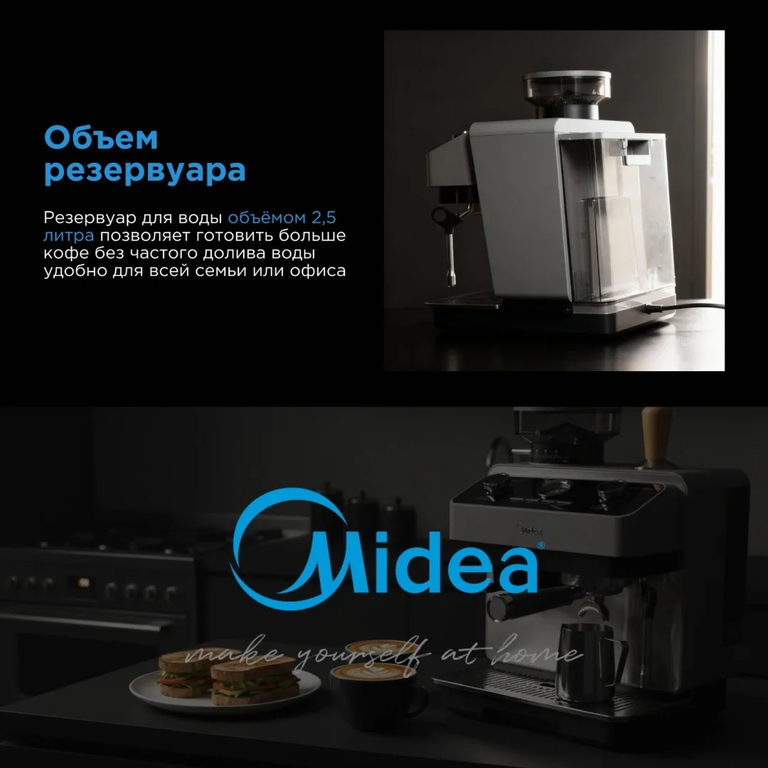 Кофемашина Midea MA-SACM2501 серый