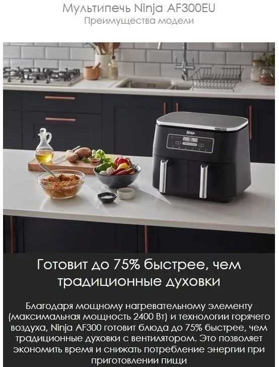 Аэрофритюрница Ninja AF300EU черный