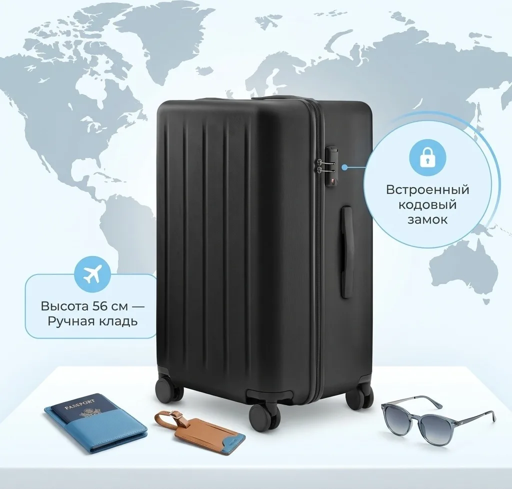 Чемодан NINETYGO Danube MAX Luggage 22'' Black (0293)