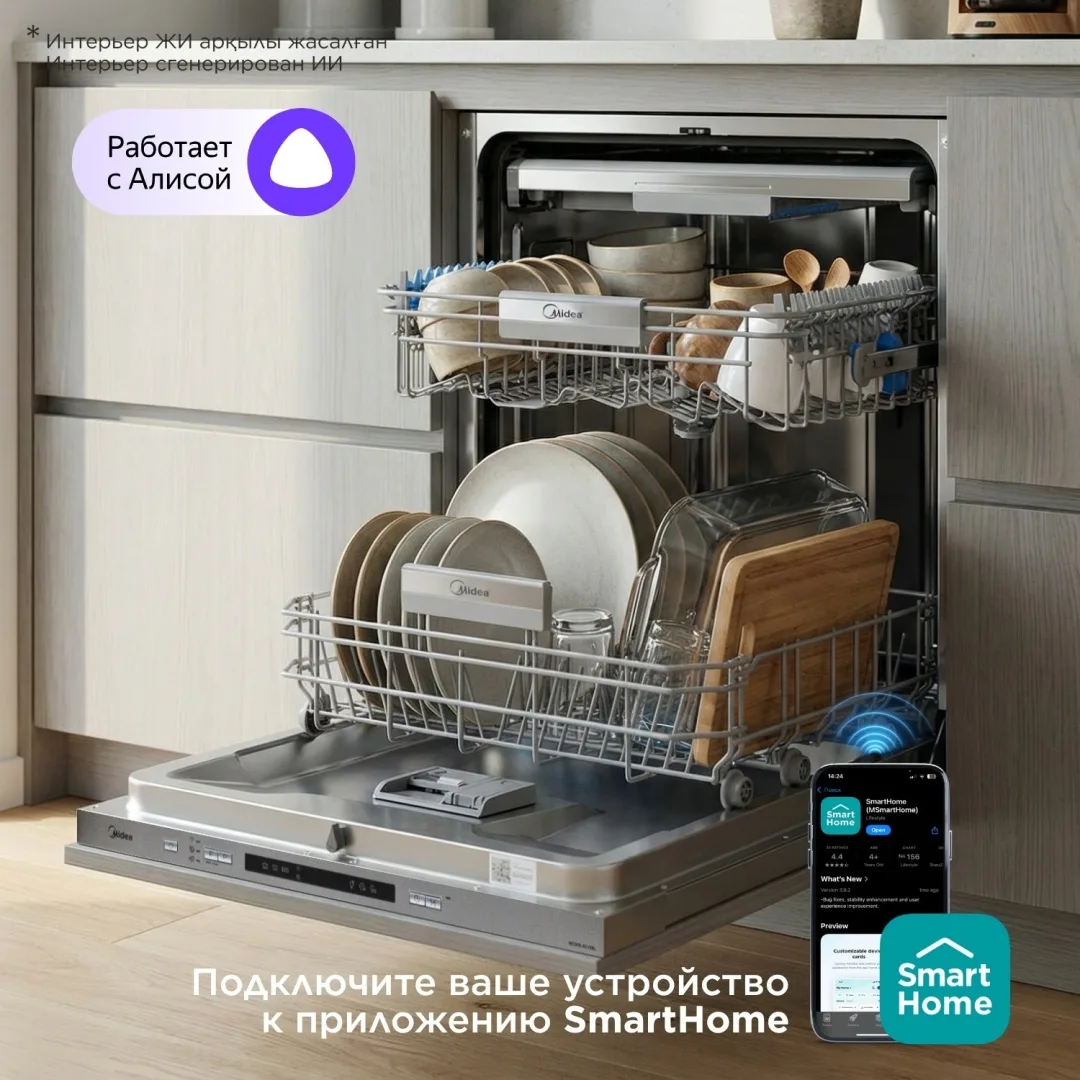 Посудомоечная машина Midea MDWB-6016BL серебристый
