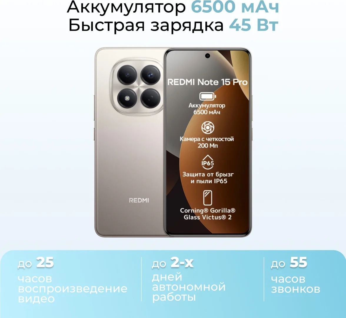 Смартфон Redmi Note 15 Pro 12/512GB Titanium Color