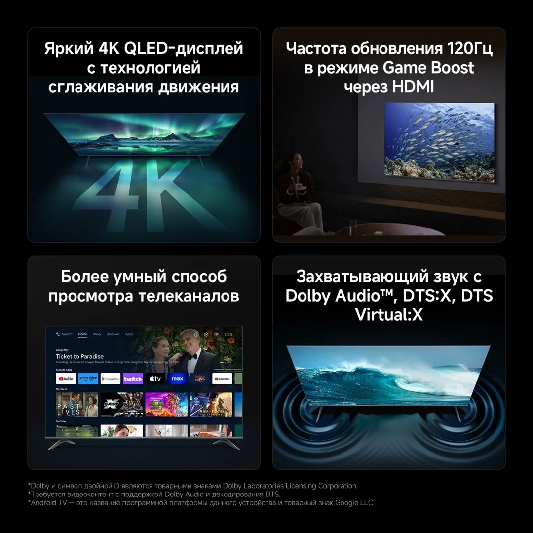 Телевизор Xiaomi A Pro 75 2026 L75MB-APRU 191 см Черный