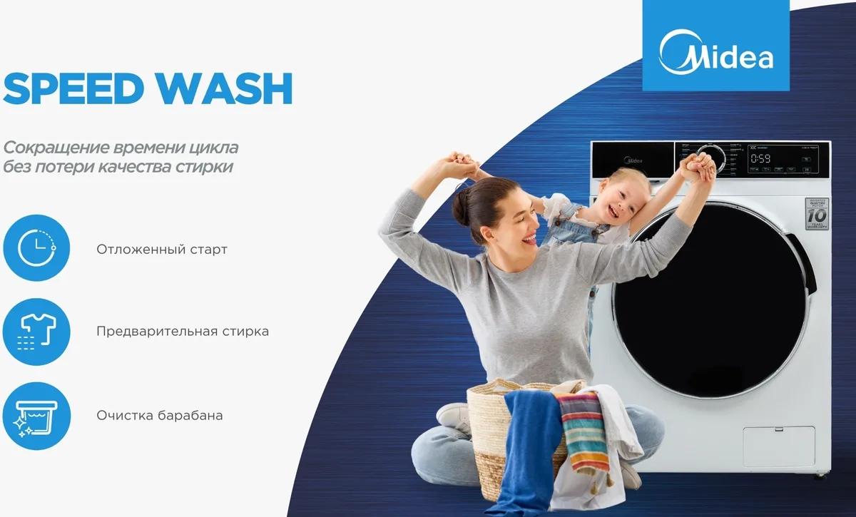 Стиральная машина Midea MFA01W80B/W-C белый, черный