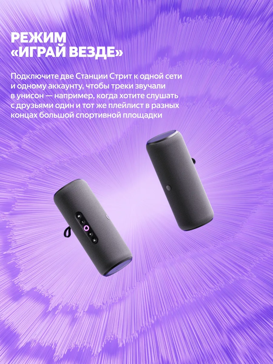 Умная колонка портативная Yandex Стрит YNDX-00030VIO Фиолетовый