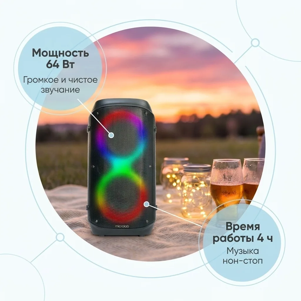 Колонка портативная Microlab PT600 Черный