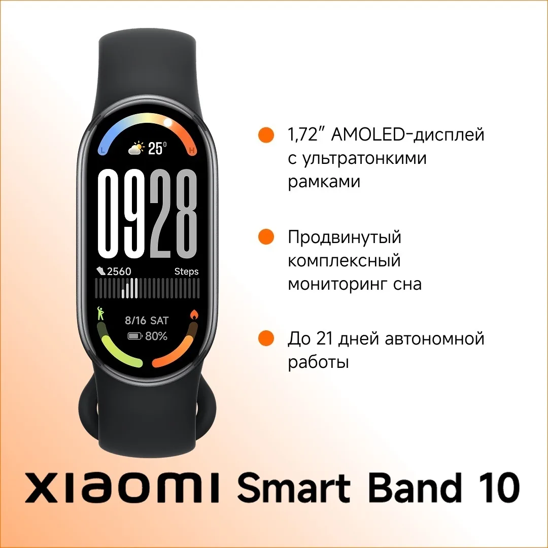 Фитнес-браслет Xiaomi Smart Band 10 Midnight Black