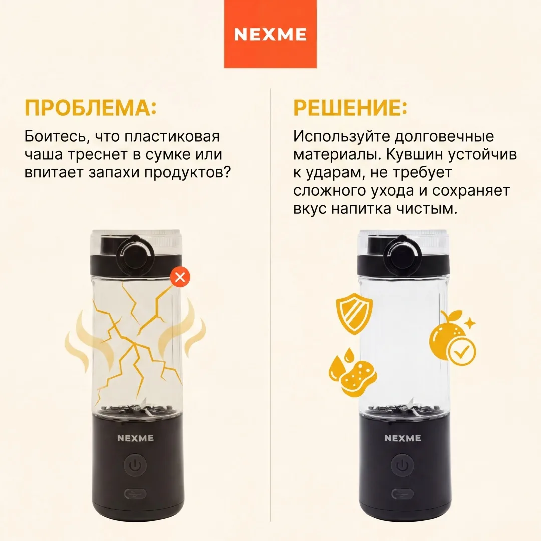 Блендер портативный Nexme PB-102BL Черный