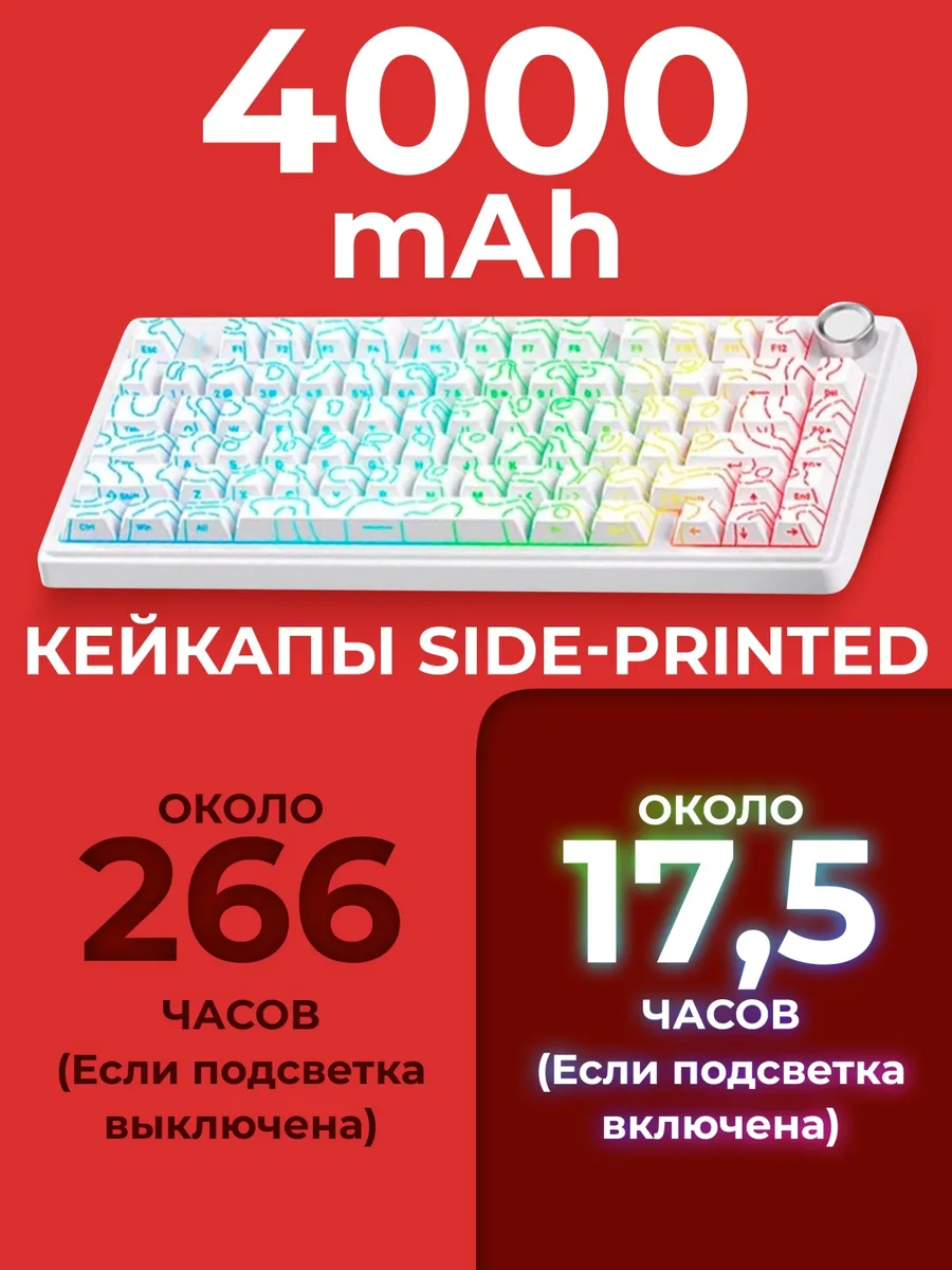 Клавиатура AULA F75 Blank Белый-контурный