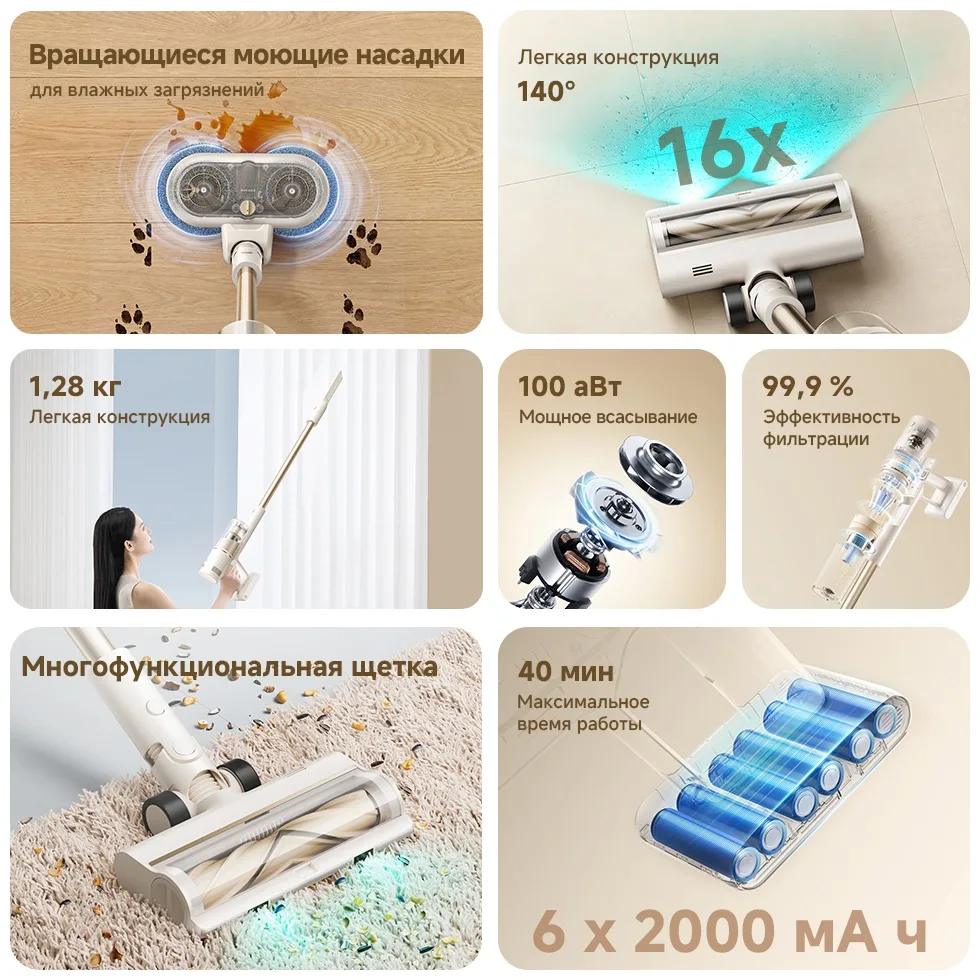 Беспроводной ручной пылесос Dreame R10S Essential Aqua Белый