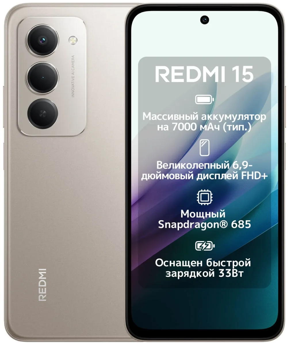 Смартфон Redmi 15 6/128GB Titan Gray