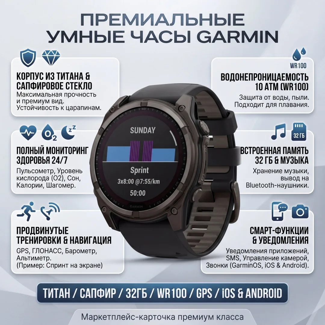 Смарт-часы Garmin Fenix 8 Solar 51 мм черный (02907-11)