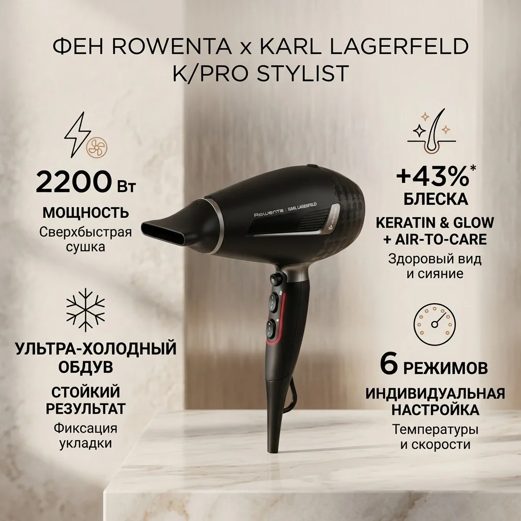 Фен Rowenta CV888LF0 Черный