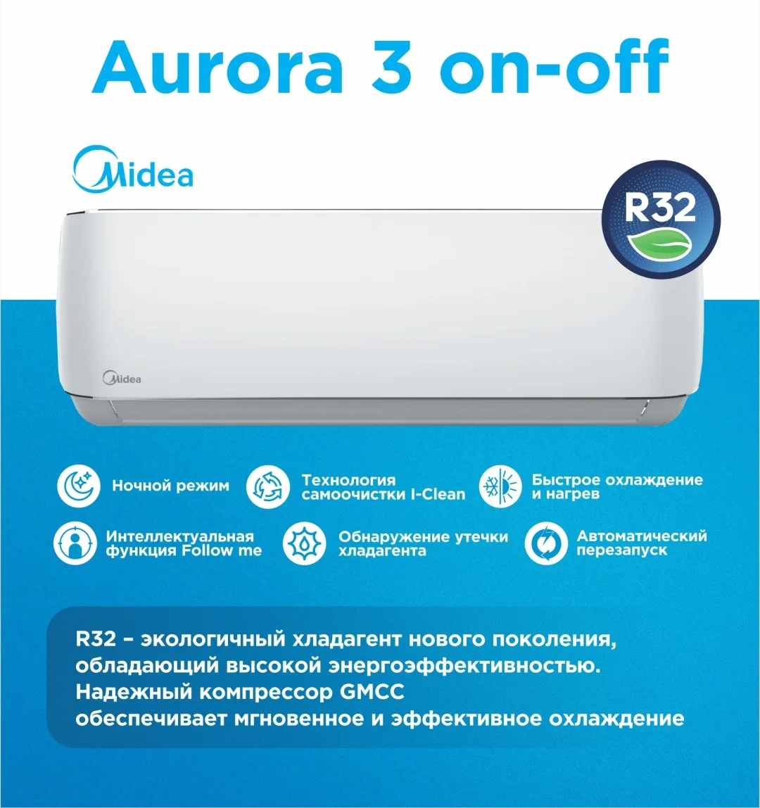 Кондиционер сплит-система Midea On/Off Aurora 3 MSAB-12HRN8 Белый