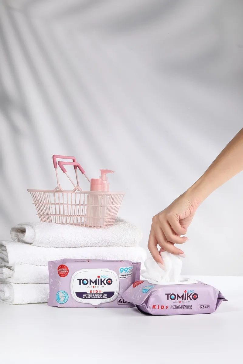 Детская влажная туалетная бумага TOMIKO 40 шт в уп.