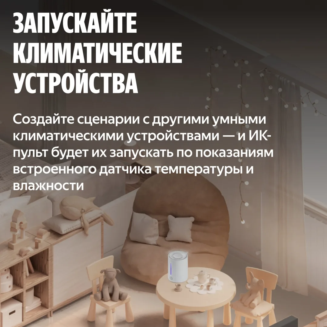Умный пульт с датчиком температуры и влажности Yandex YNDX-00571 Черный