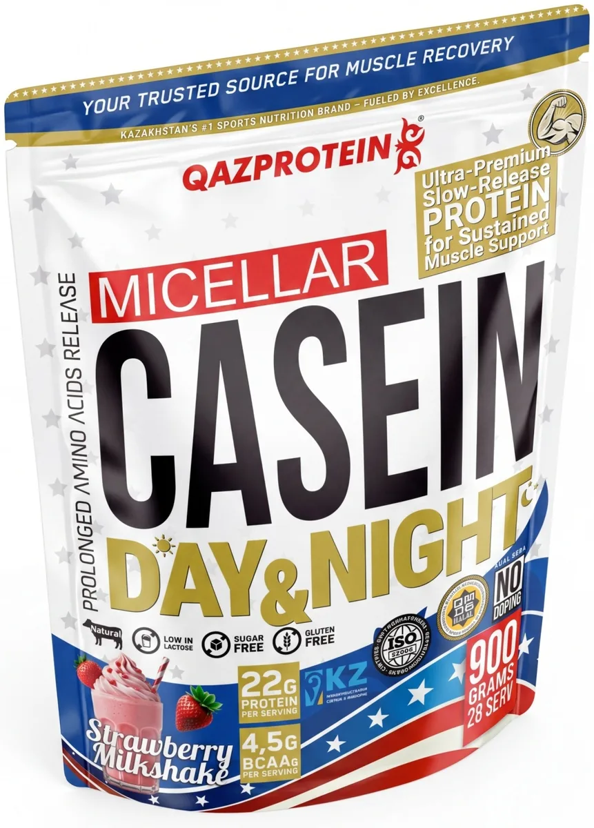 Протеин Qazprotein Micellar Casein 900г Клубника (5030/5038)