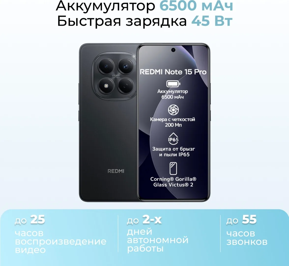 Смартфон Redmi Note 15 Pro 8/256GB Black