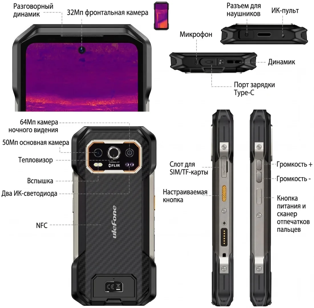Смартфон Ulefone Armor 27T PRO+ 12 ГБ/256 ГБ черный