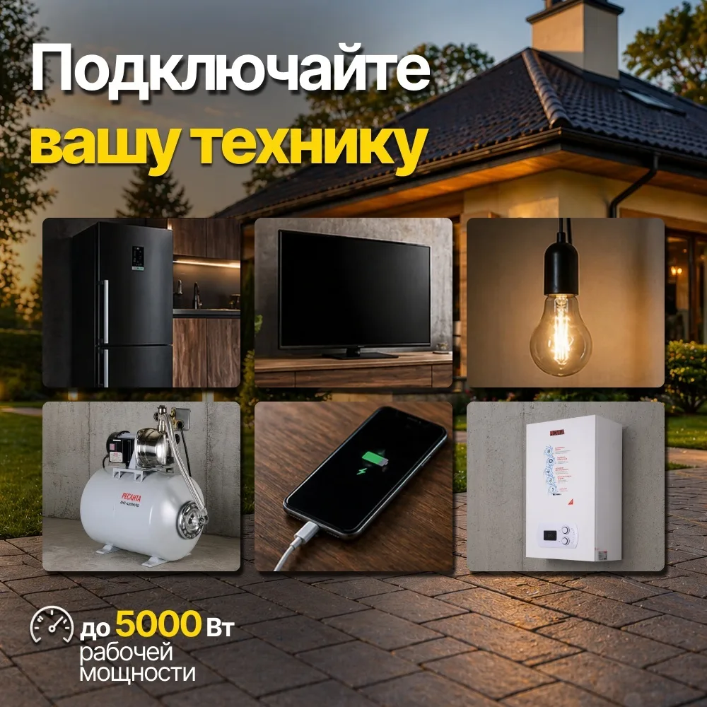 Электростанция бензиновая Huter, DY6500L, 5 кВт 1 (220 В)