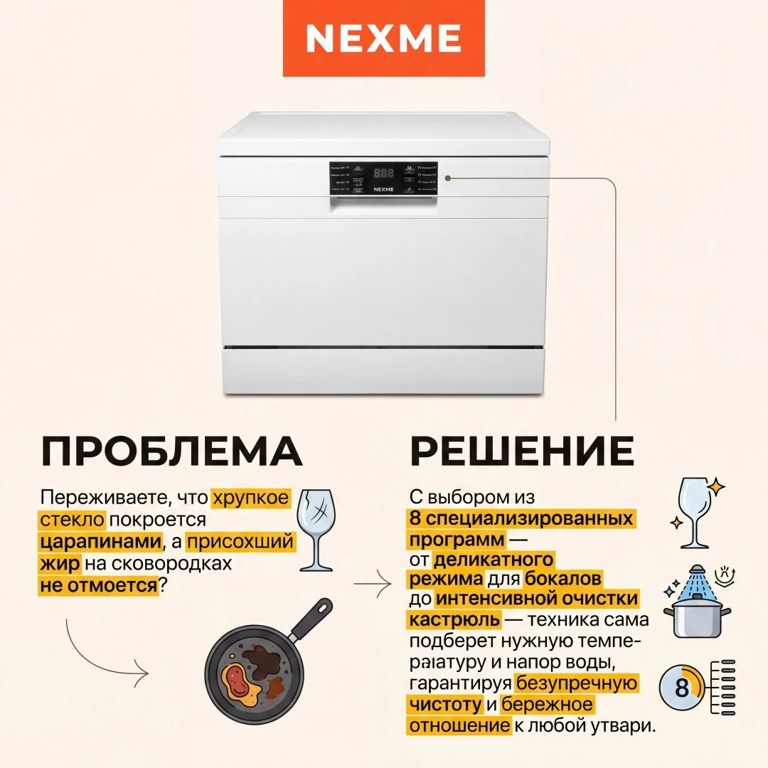 Посудомоечная машина NEXME DW14D05W Белый