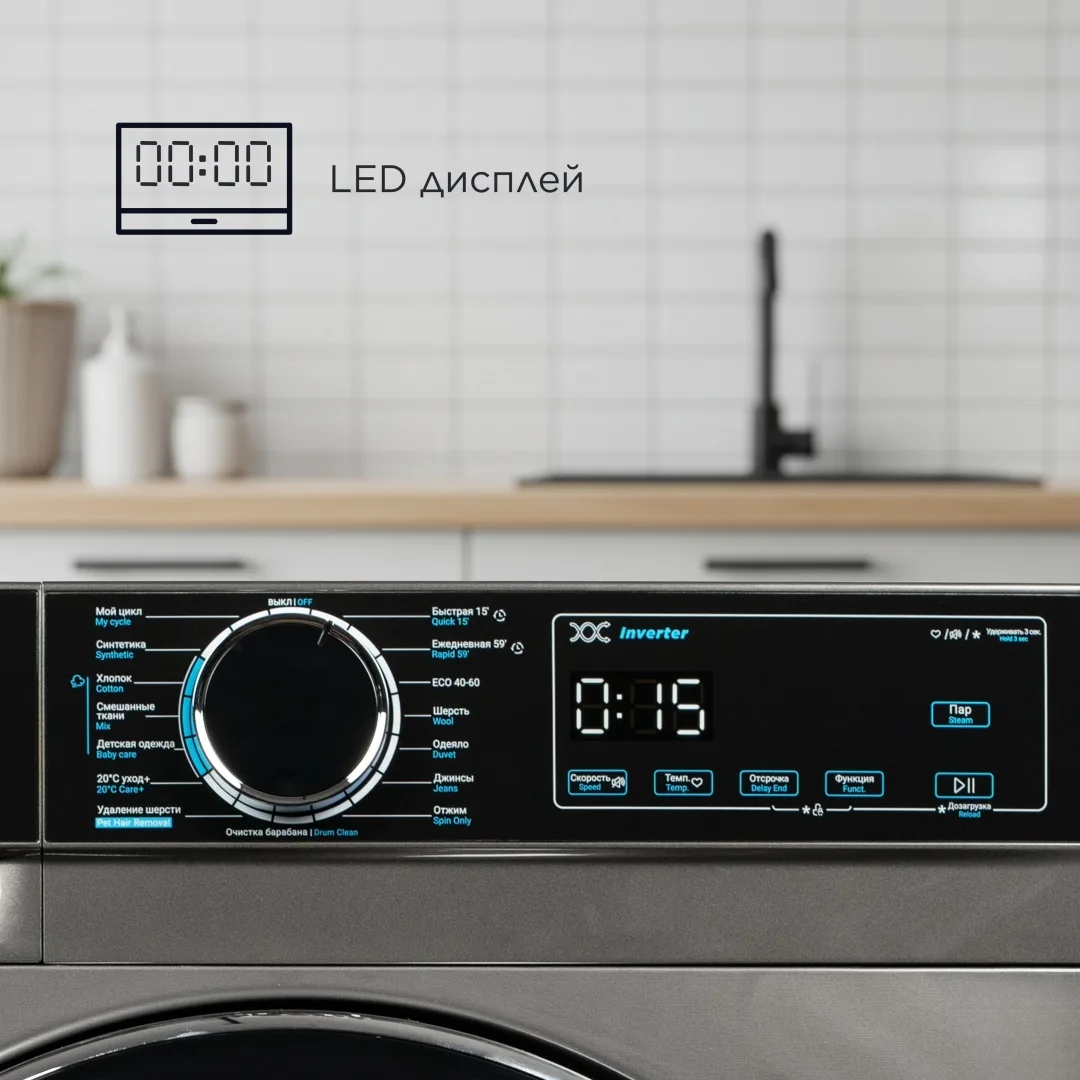 Стиральная машина Midea MFA01W80B/T-C серый