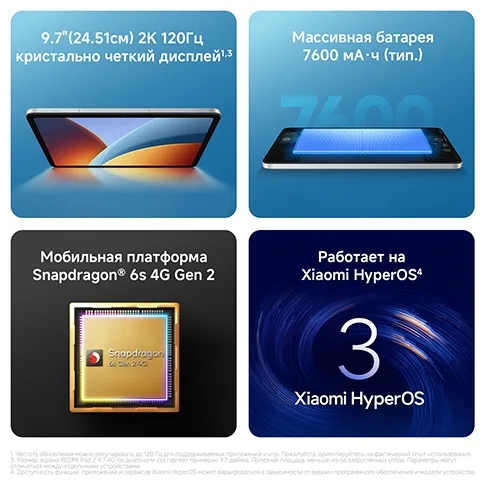 Планшет Redmi Pad 2 4G 9.7 4/128GB Silver