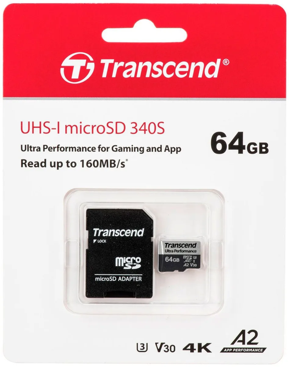 Карта памяти Transcend MicroSD 64GB Class 10 U3 TS64GUSD340S