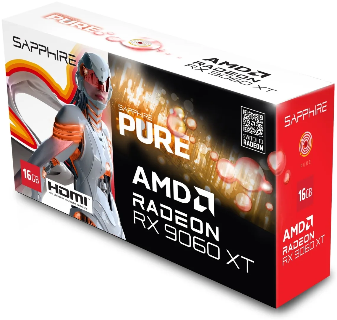 Видеокарта SAPPHIRE PURE AMD RADEON RX 9060 XT GAMING OC 16GB
