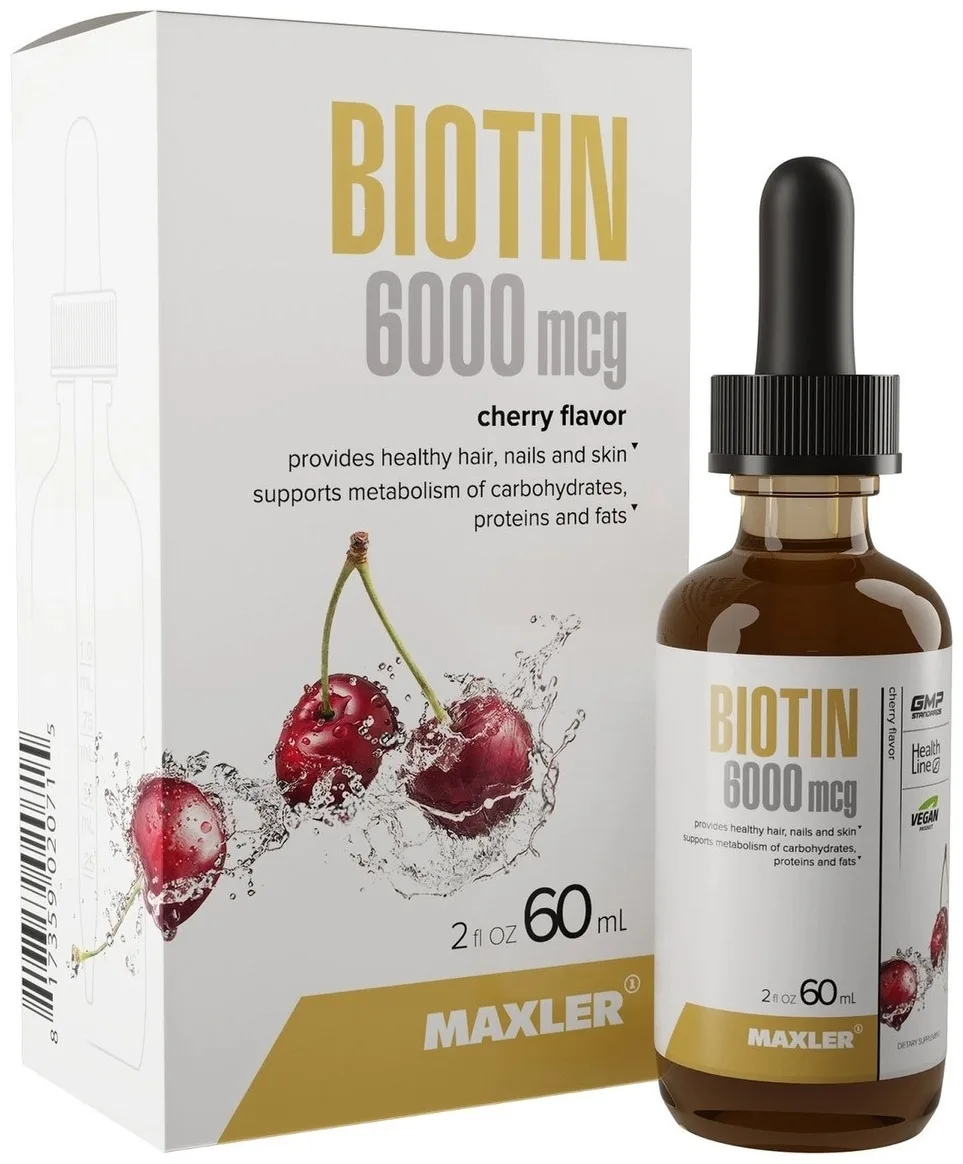 Витамин Maxler Biotin 6.000 mcg drops Cherry flavor 60 мл (0715)