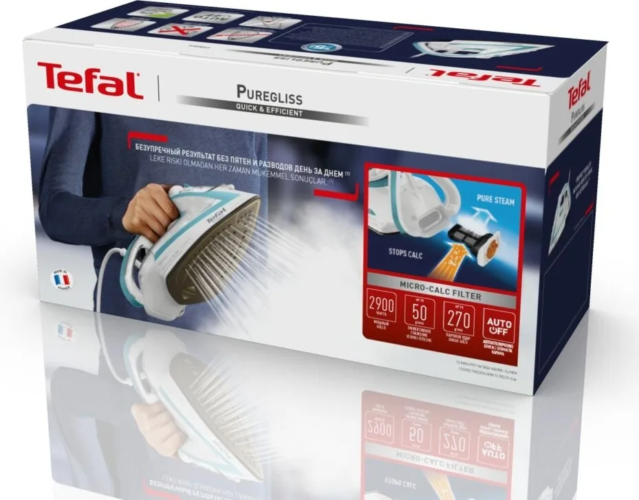 Утюг Tefal FV8044E0 Белый-Бирюзовый