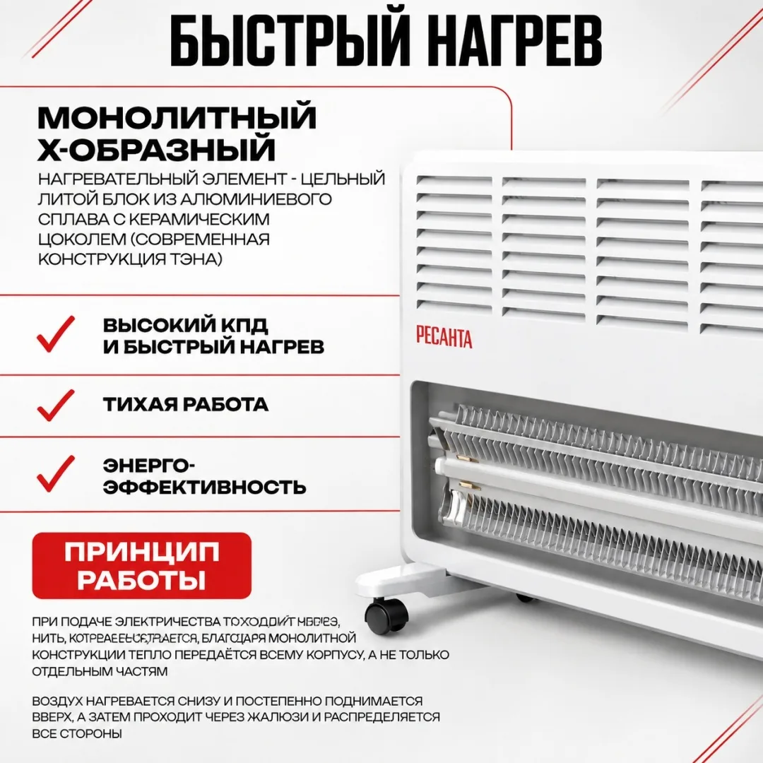 Обогреватель конвекторный Ресанта ОК-2000Е