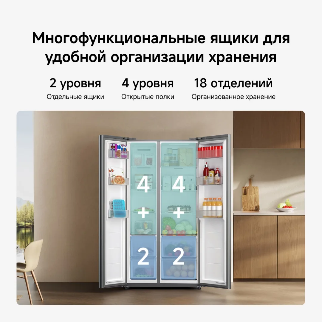 Холодильник Xiaomi Mijia Refrigerator Side-by-Side 603L Темно-Серый