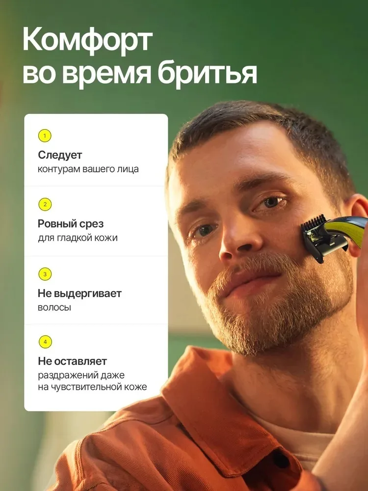 Электробритва Philips OneBlade QP2824/10 Черный/Зеленый