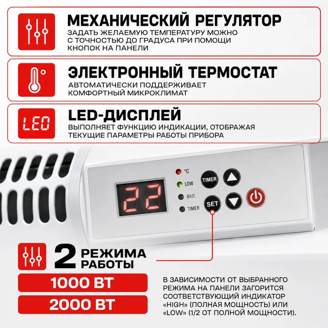 Обогреватель конвекторный Ресанта ОК-2000Е